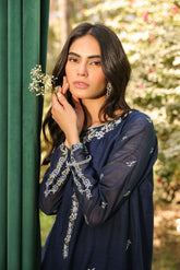 DA-2127 NAVY BLUE 2PCS  EMBROIDERED KURTA WITH TROUSER